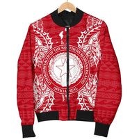 Northern Mariana Islands Polynesian Men's Bomber Jacket Map Red White - Polynesian Pride