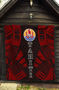 Tahiti Premium Quilt - Tahiti Flag Polynesian Red Tattoo - Polynesian Pride
