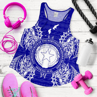 Northern Mariana Islands Polynesian Women Tank Top Map Blue - Polynesian Pride