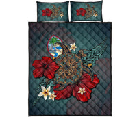 Guam Quilt Bed Set - Blue Turtle Tribal Blue - Polynesian Pride