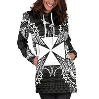 Wallis And Futuna Polynesian Hoodie Dress Map Black - Polynesian Pride