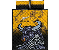 New Zealand Maori Quilt Bed Set Taranaki Bull - Polynesian Pride