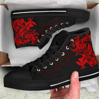 Polynesian Hawaii High Top Shoes - Kanaka Maoli Red Turtle - Polynesian Pride