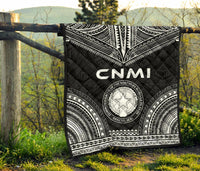 Northern Mariana Islands Premium Quilt - CNMI Seal Polynesian Chief Black Version - Polynesian Pride