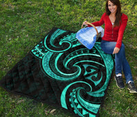 New Zealand Maori Mangopare Premium Quilt Polynesian - Turquoise - Polynesian Pride