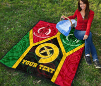 Polynesian Vanuatu Custom Personalised Premium Quilt - Vanuatu Flag and Coat Of Arms - Polynesian Pride