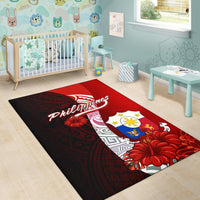 Philippines Polynesian Area Rug - Coat Of Arm With Hibiscus - Polynesian Pride