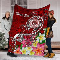 FSM Custom Personalised Premium Blanket - Turtle Plumeria (RED) - Polynesian Pride