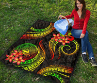 American Samoa Polynesian Premium Quilt - Reggae Plumeria - Polynesian Pride