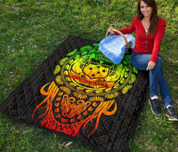 Samoa Polynesian Premium Quilt - Tattoo Pattern With Seal - Polynesian Pride