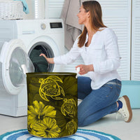 Hibiscus Turtles Hawaii Laundry Basket Yellow AH - Polynesian Pride