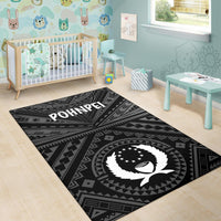 Pohnpei Area Rug - Pohnpei Seal With Polynesian Tattoo Style ( Black) - Polynesian Pride