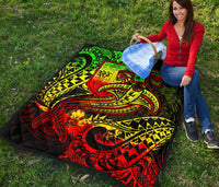 Fiji Premium Quilt - Reggae Shark Polynesian Tattoo - Polynesian Pride