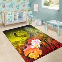 Pohnpei Area Rug - Humpback Whale with Tropical Flowers (Yellow) - Polynesian Pride