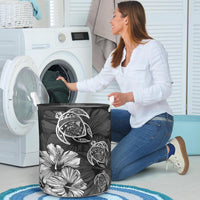 Hibiscus Turtles Hawaii Laundry Basket White AH - Polynesian Pride