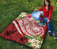 FSM Polynesian Premium Quilt - Summer Plumeria (Red) - Polynesian Pride