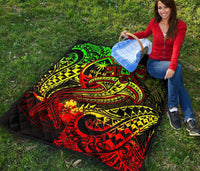 Guam Polynesian Premium Quilt - Reggae Shark Polynesian Tattoo - Polynesian Pride