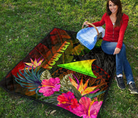 Tokelau Polynesian Personalised Premium quilt - Hibiscus and Banana Leaves - Polynesian Pride