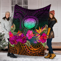 Northern Mariana Islands Polynesian Premium Blanket - Summer Hibiscus - Polynesian Pride