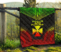 Wallis And Futuna Premium Quilt - Wallis And Futuna Coat Of Arms Polynesian Chief Reggae Version - Polynesian Pride