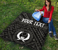 Pohnpei Personalised Premium Quilt - Pohnpei Seal With Polynesian Tattoo Style ( Black) - Polynesian Pride