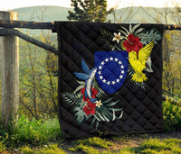 Cook Islands Hibiscus Coat Of Arms Premium Quilt - Polynesian Pride