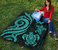 Pohnpei Premium Quilt - Turquoise Tentacle Turtle - Polynesian Pride