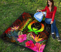 Pohnpei Polynesian Premium Quilt - Hibiscus and Banana Leaves - Polynesian Pride