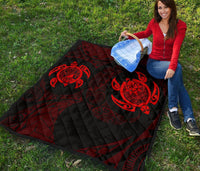 Hawaii Polynesian Turtle Premium Quilt Red - Polynesian Pride