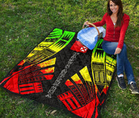 Wallis And Futuna Premium Quilt -Wallis And Futuna Coat Of Arms Polynesian Reggae Tattoo Red - Polynesian Pride