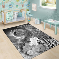 Pohnpei Custom Personalised Area Rug - Humpback Whale with Tropical Flowers (White) - Polynesian Pride