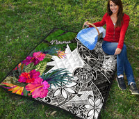 Nauru Premium Quilt - Turtle Plumeria Banana Leaf - Polynesian Pride
