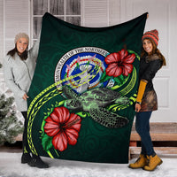Northern Mariana Islands Polynesian Premium Blanket - Green Turtle Hibiscus - Polynesian Pride