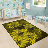 Hawaiian Map Hibiscus Flowers Vintage Polynesian Rug AH - Polynesian Pride