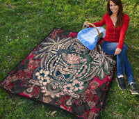 Hawaii Polynesian Premium Quilt - Hawaiian Tiki Face - Polynesian Pride