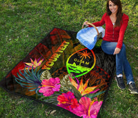 Guam Polynesian Personalised Premium Quilt - Hibiscus and Banana Leaves - Polynesian Pride