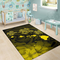 Hawaii Turtle Hibiscus Map Polynesian Area Rug AH - Polynesian Pride