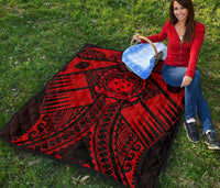 Samoa Polynesian Premium Quilt - Samoa Red Seal with Polynesian Tattoo - Polynesian Pride