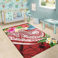 FSM Polynesian Area Rug - Summer Plumeria (Red) - Polynesian Pride