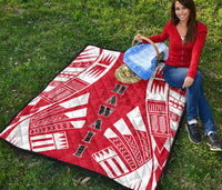 Hawaii Premium Quilt - Hawaii Seal Polynesian White Tattoo (Red) - Polynesian Pride