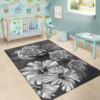 Hawaiian Map Hibiscus Flowers Vintage Polynesian Rug AH - Polynesian Pride