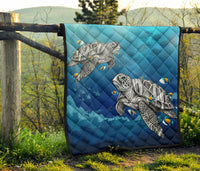 Turtle And Humuhumunukunukuapua'a Premium Quilt - Polynesian Pride