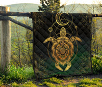 Turtle Hibiscus Golden Galaxy Premium Quilt - Polynesian Pride
