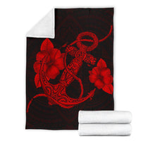 Anchor Red Poly Tribal Premium Blanket - Polynesian Pride