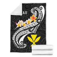 Hawaii Premium Blanket - Kanaka Maoli Polynesian Patterns Plumeria (Black) - Polynesian Pride
