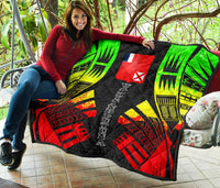 Wallis And Futuna Premium Quilt -Wallis And Futuna Coat Of Arms Polynesian Reggae Tattoo Red - Polynesian Pride