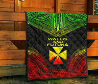 Wallis And Futuna Premium Quilt - Wallis And Futuna Coat Of Arms Polynesian Chief Reggae Version - Polynesian Pride