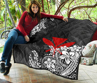 Hawaii Premium Quilt - Red Kanaka Maoli & White Hibiscus Style - Polynesian Pride