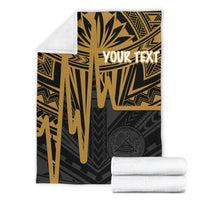 American Samoa Personalised Premium Blanket - Seal With Polynesian Pattern Heartbeat Style (Gold) - Polynesian Pride