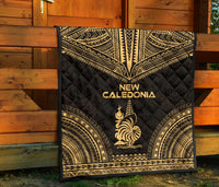 New Caledonia Premium Quilt - New Caledonia Coat Of Arms Polynesian Chief Gold Version - Polynesian Pride